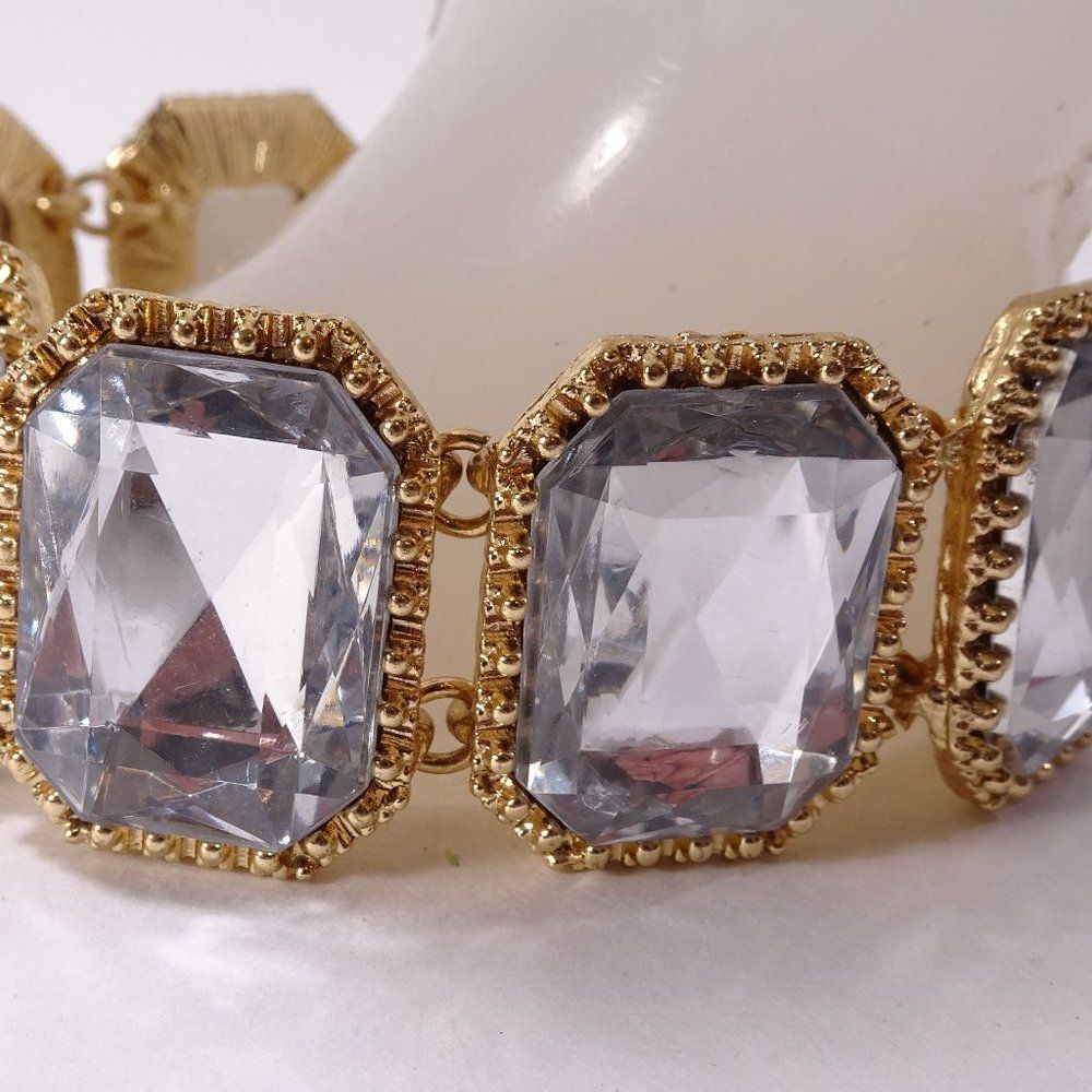 J.Crew Pillow Cushion Rectangle Crystal Link Bracelet NWOT 58